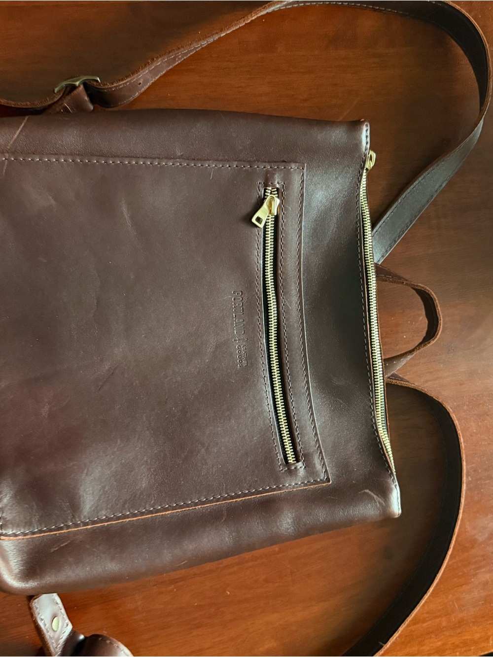 Portland Leather Cognac Brown Leather Tote Backpack - Picture 6 of 9